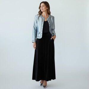 SILKLAND Woman’s Silver Silk Embellished Jacket  14  Glam Regency WhimseyGoth